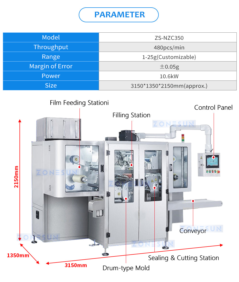 ZONESUN Automatic Laundry Detergent Pods Packaging Machine ZS-NZC350