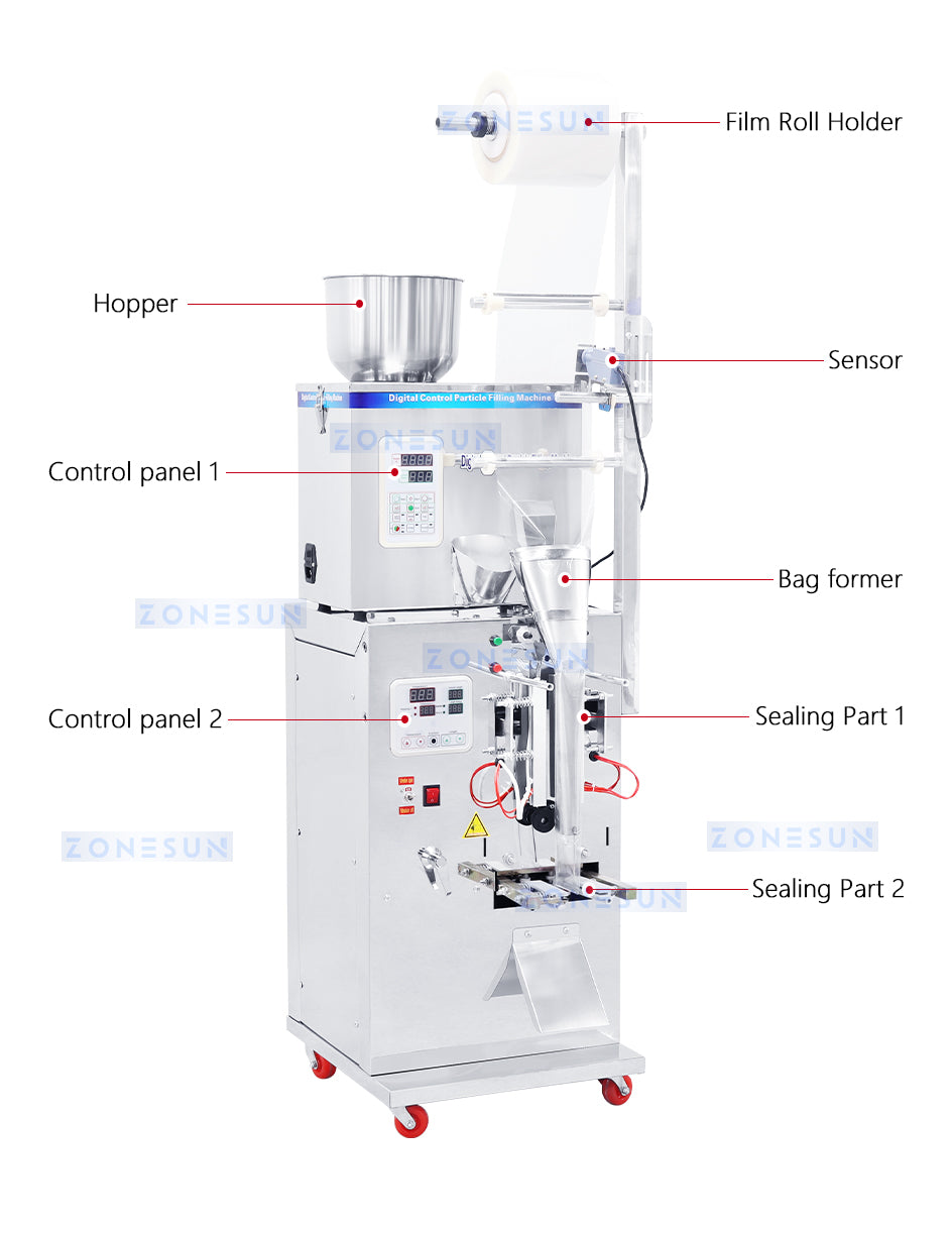 ZONESUN ZS-GZ200 Weighing Powder Filling And Three Side Sealing Machine