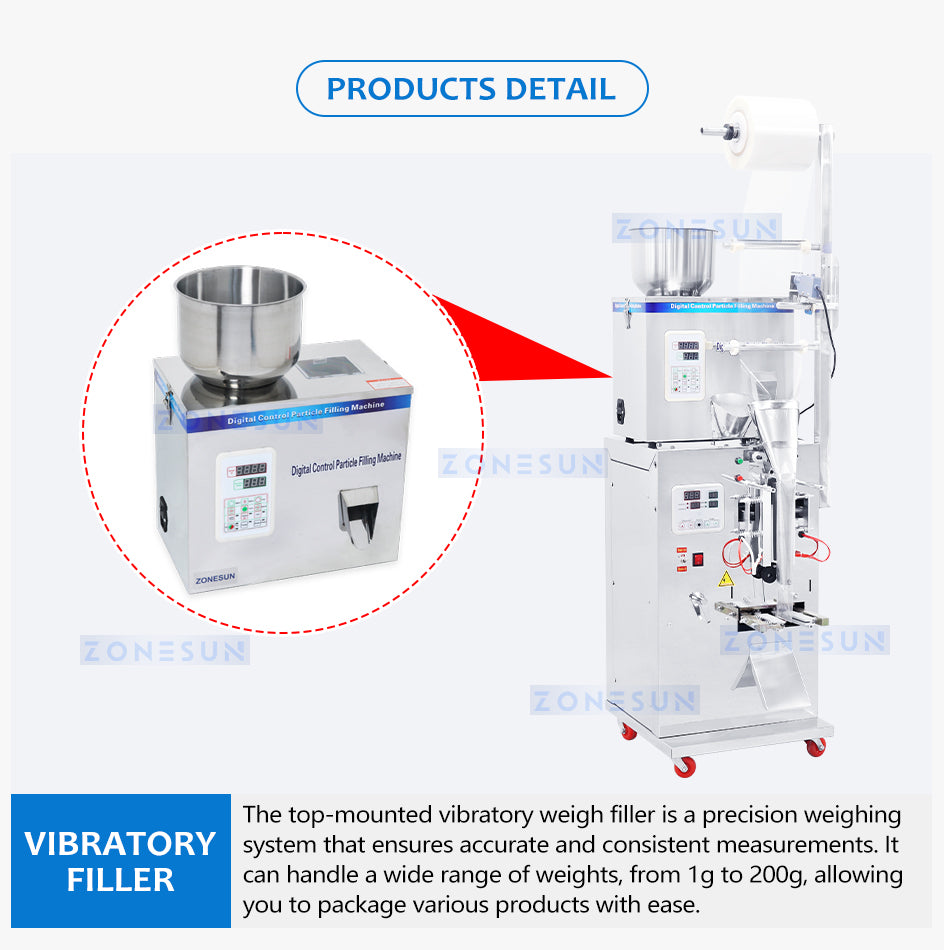 ZONESUN ZS-GZ200 Weighing Powder Filling And Three Side Sealing Machine