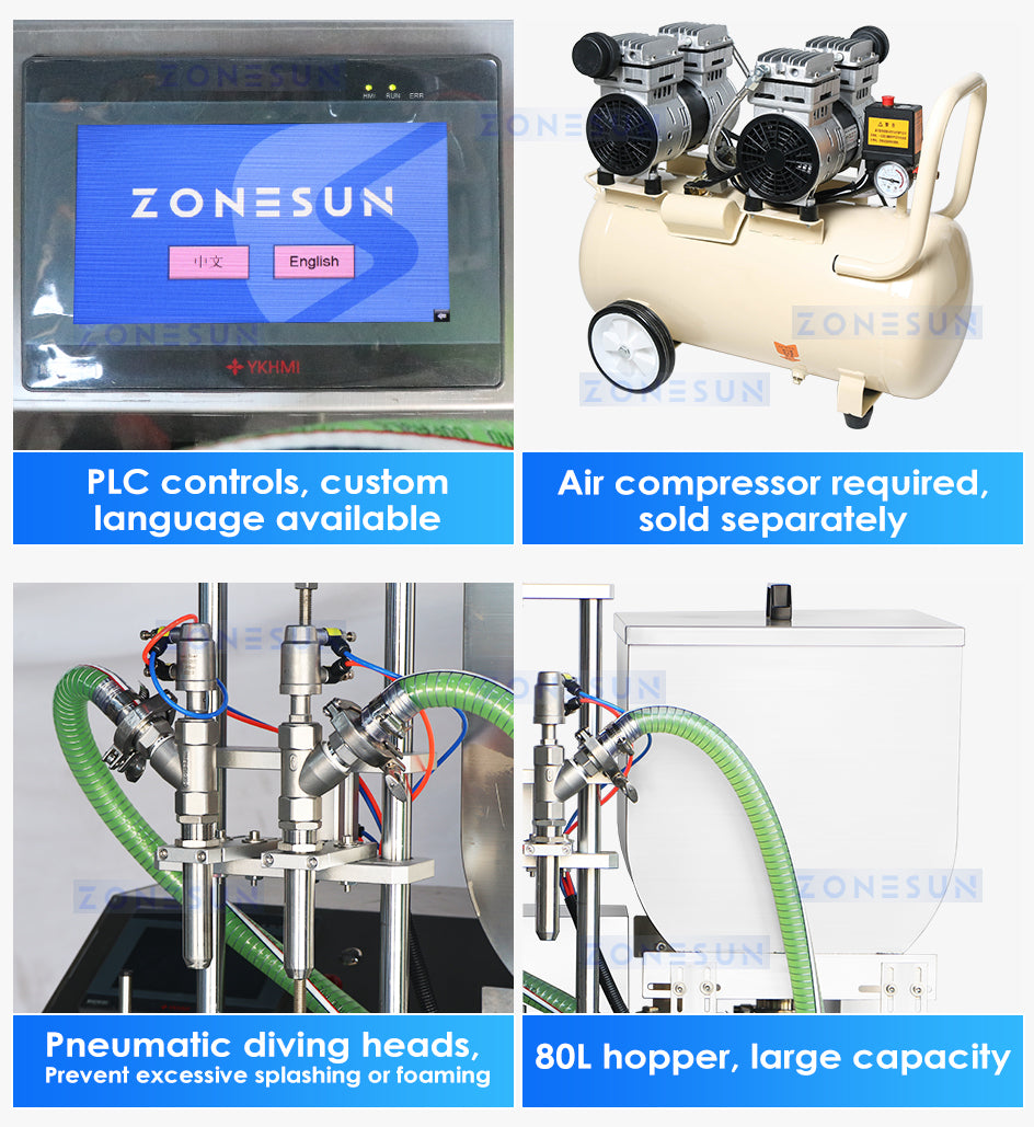 ZONESUN Thick Liquid Filling Machine Rotor Pump Paste Filler ZS-DTGT900U2