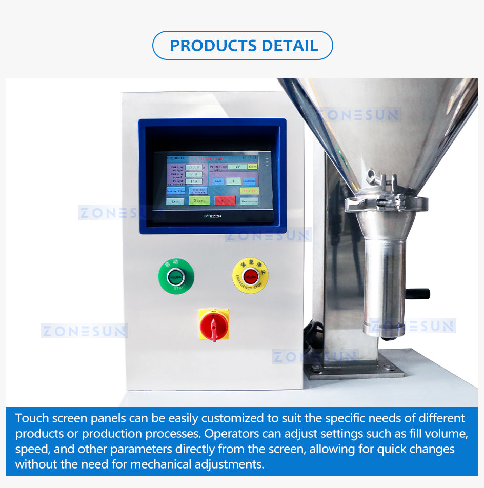 touch screen control panel filling machine