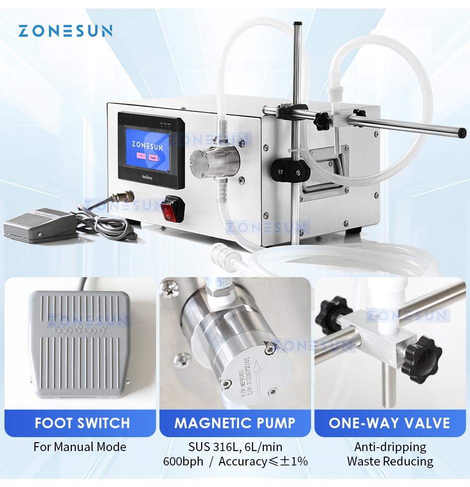 ZONESUN ZS-MPZ1 Semi Automatic Magnetic Pump Liquid Filling Machine