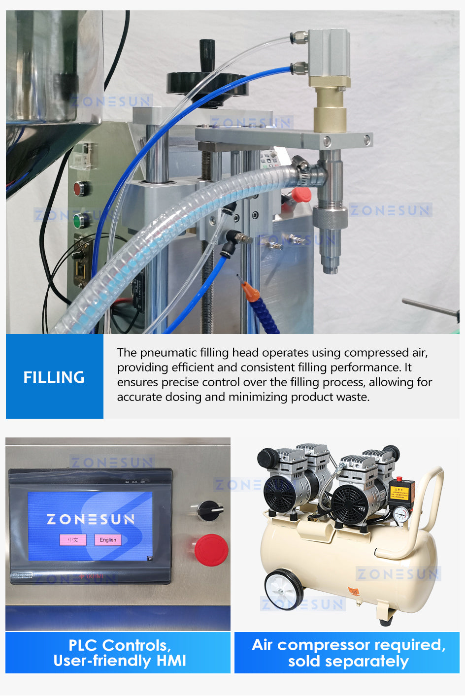 ZONESUN Paste Filling Machine Consistent Heating and Mixing Filling System ZS-WCHJ1C