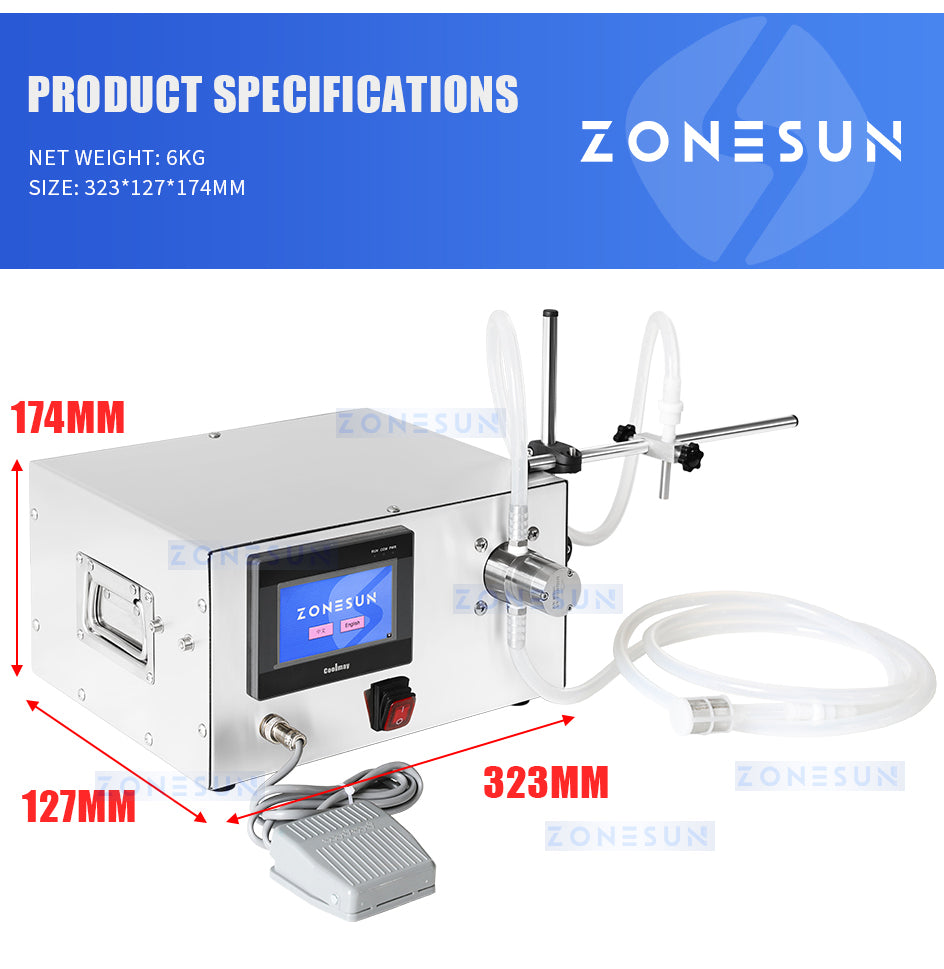 ZONESUN ZS-MPZ1 Semi Automatic Magnetic Pump Liquid Filling Machine