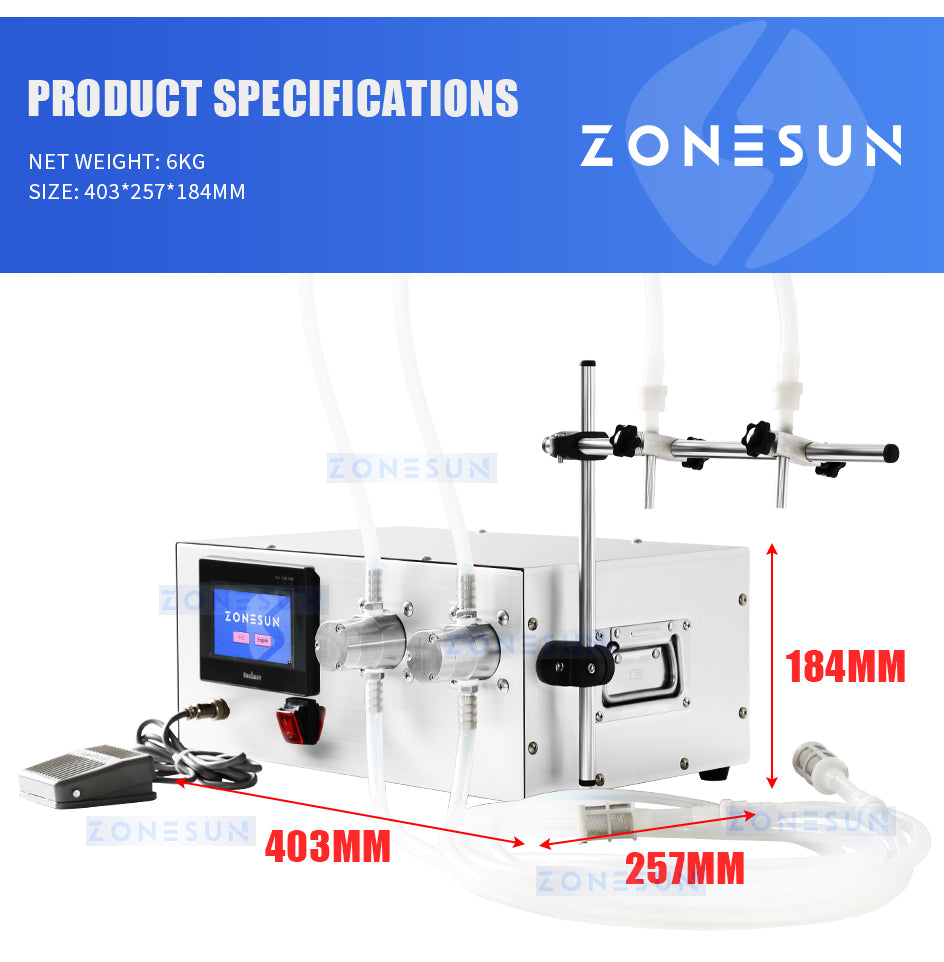 ZONESUN ZS-MPZ2 Magnetic Pump Liquid Filling Machine