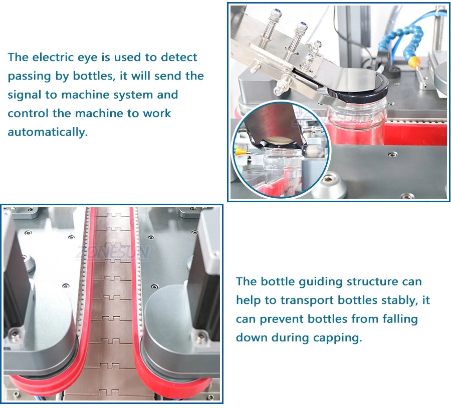 ZONESUN ZS-XG05 Automatic Servo Motor Round Jam Capping Machine with Cap Elevator