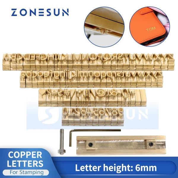 ZONESUN 6mm Height Brass Letter Stamp Custom Initials Alphabet For Foil  Stamping Leather