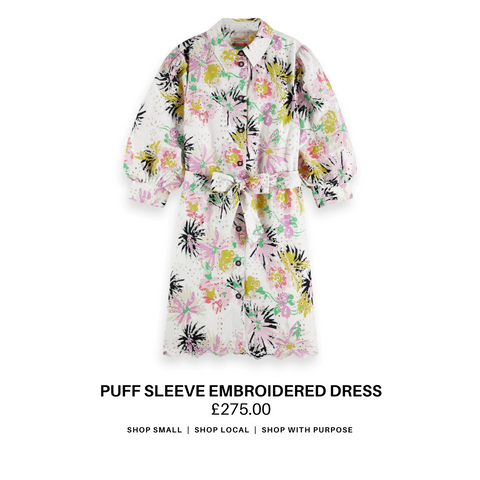 Puff Sleeve Embroidered Dress