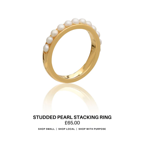Studded Pearl Stacking Ring