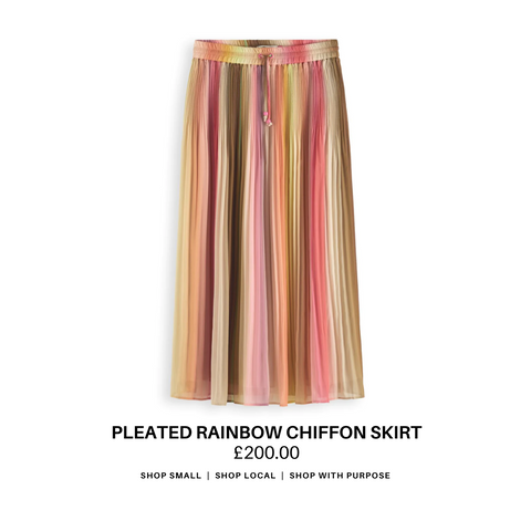 Pleated Rainbow Chiffon Skirt