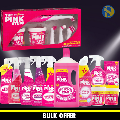 Stardrops - The Pink Stuff -Bathroom Foam Cleaner and Cream  Cleaner Bundle (1 Bathroom Foam Spray, 1 Cream Cleaner) : Health & Household