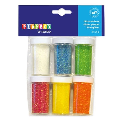 Glitterpulver, pastelfarver, 6 x 20 g +5 år Kun 1 På Lager