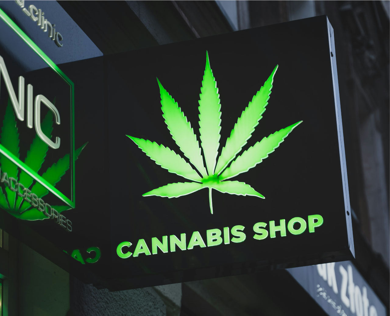 Photo of a cannabis shop sign.