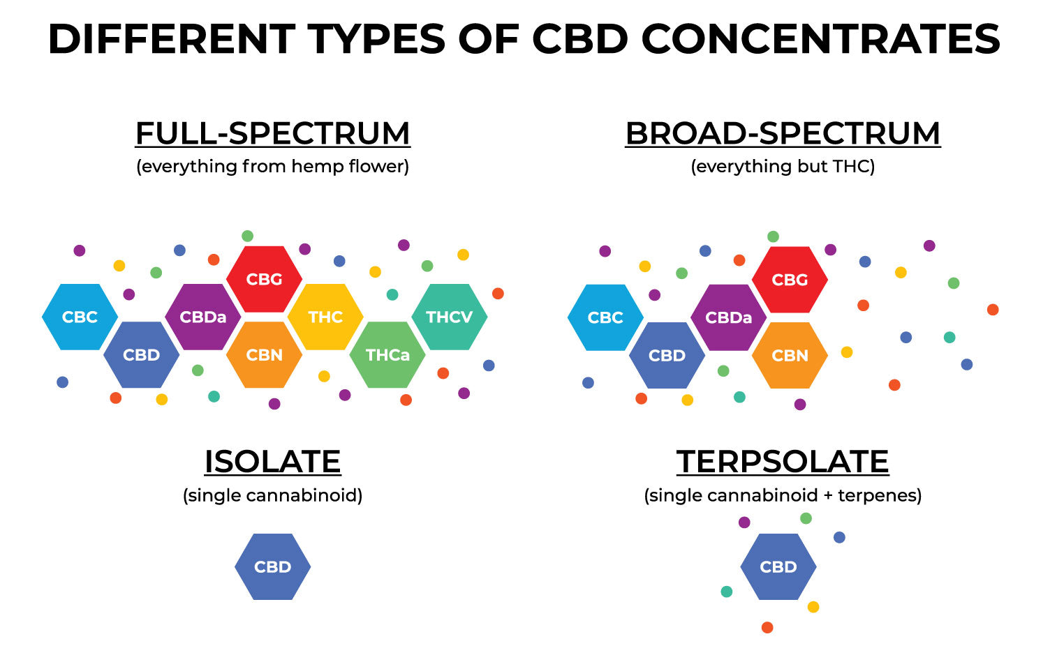 Infographic showing the different types of CBD.