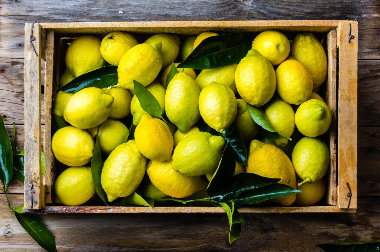 image of lemons in a wooden crate