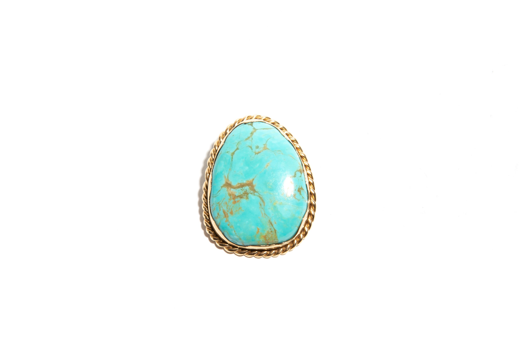 Natural Blue Copper Turquoise Ring – Super Silver