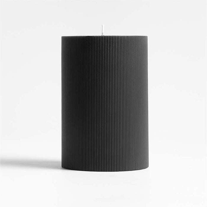 4"x6" Ribbed Black Pillar Candle