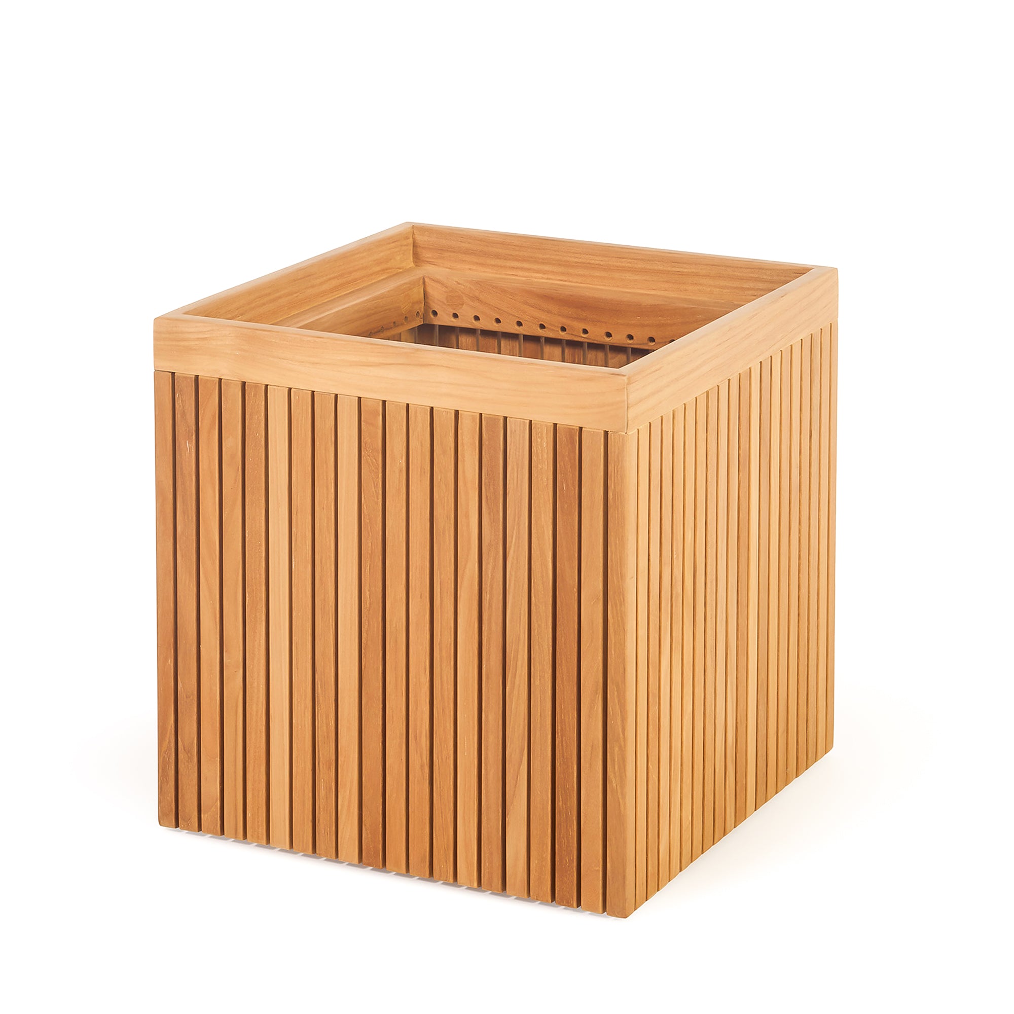 Jardinière+carrée+en+teck+Liner+45+cm+(18+po)