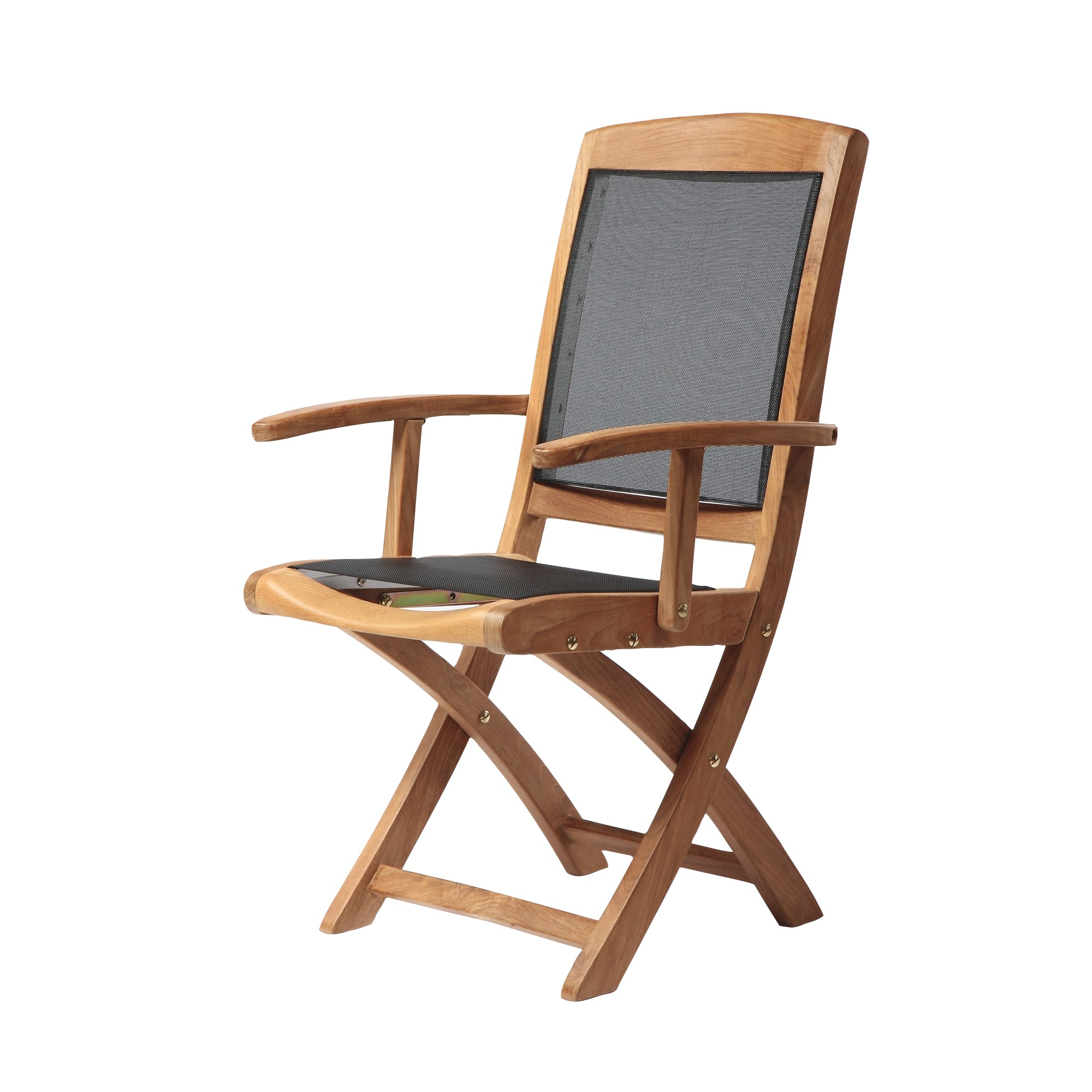 Chaise+pliante+avec+bras+en+teck+et+textilène+Colorado