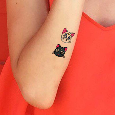 Natural Anime Sailor Moon Cat Temporary Tattoo For Kids On Arm Thigh Inktells