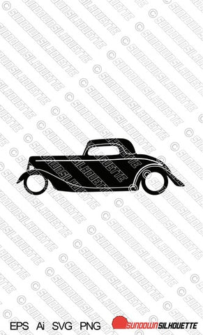 Download Digital Download Vector Graphic 1934 Ford 3 Window Coupe Hot Rod Car Sundown Silhouette