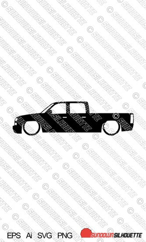 Download Digital Download Vector Graphic Lowered Chevrolet Silverado Crew Cab Sundown Silhouette