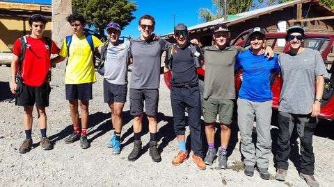 En Farellones, listos para comenzar el trekking.