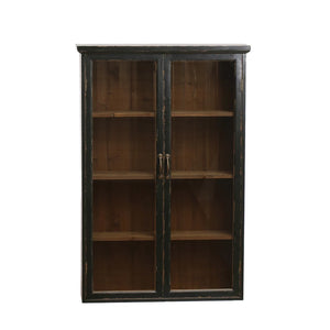 Wood & Glass Display Cabinet w/ 3 Shelves, 2 Doors (Hangs or Sits) - Lasting Impressions
