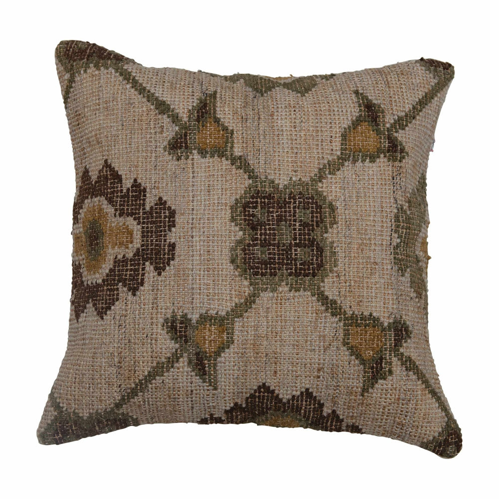 Woven Jute, Wool and Cotton Kilim Pillow