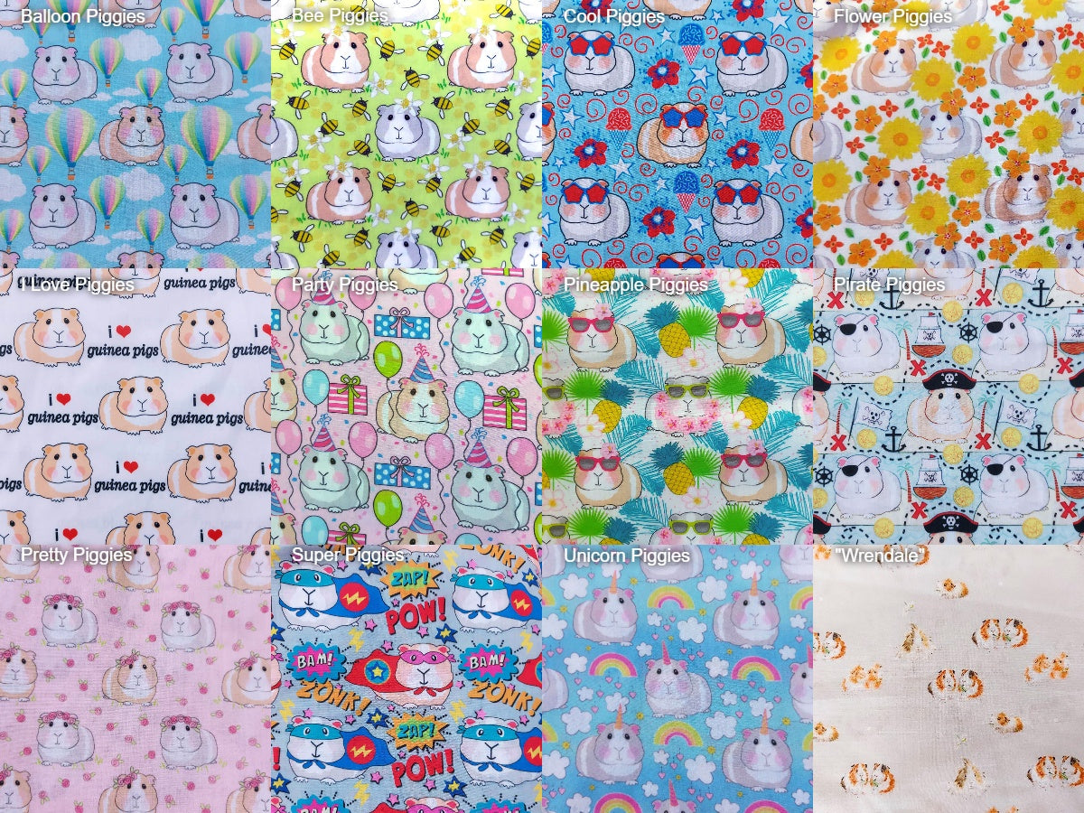 Swatches of guinea pig based cotton fabrics