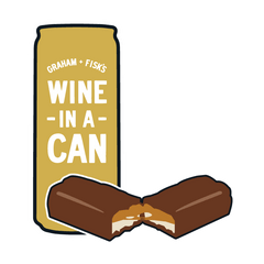 white wine with bubbles and snickers pairing