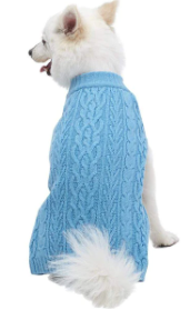 Wool Blend Cable Knit Dog Sweater in Alaskan Blue