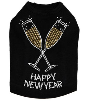 Happy New Year Champaign Glasses Dog Tank - Many Colors - Posh Puppy Boutique