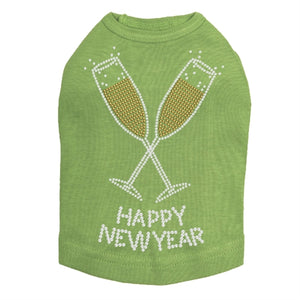 Happy New Year Champagne Glasses Rhinestones Tank- Many Colors - Posh Puppy Boutique