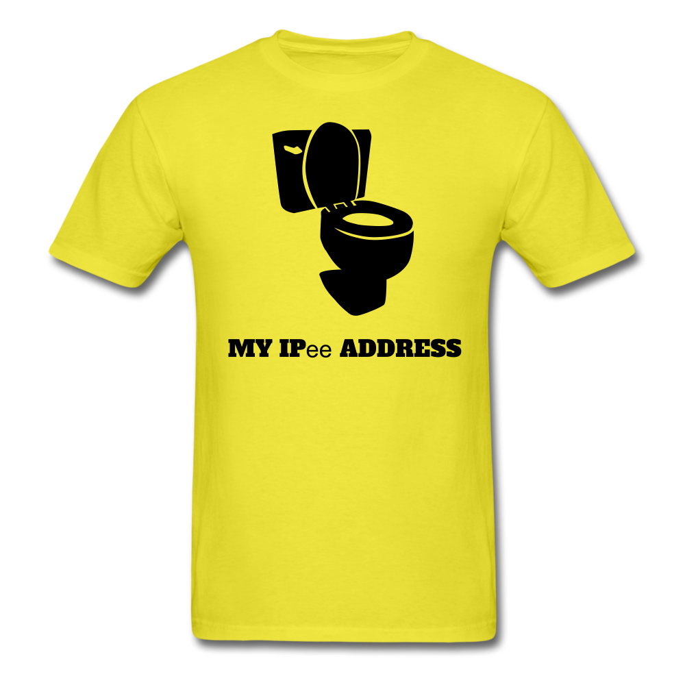 My IPee Address | Funny Printed Unisex Classic T-Shirt - yellow
