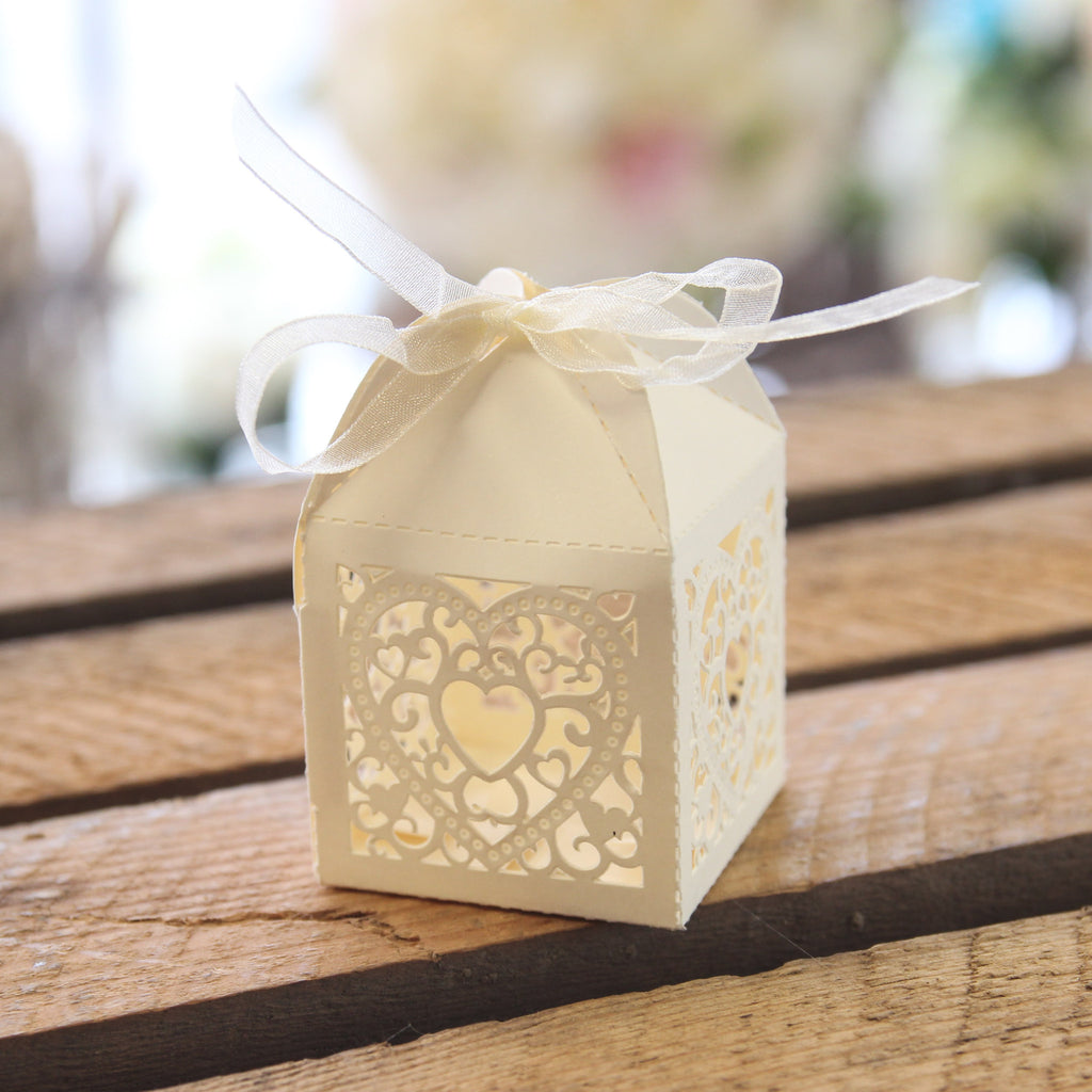 Double Heart Favour Box Ivory Wedlock Shop