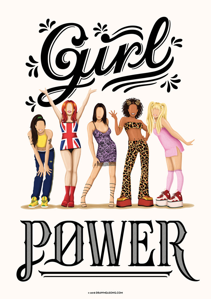 Girl Power Art Print By Draw Me A Song 90s Spice Girls Poster 