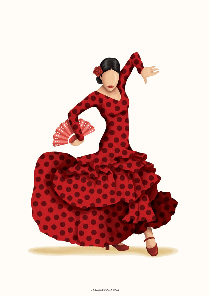 Flamenco Dance Art Print by Draw Me a Song Wall Art Poster