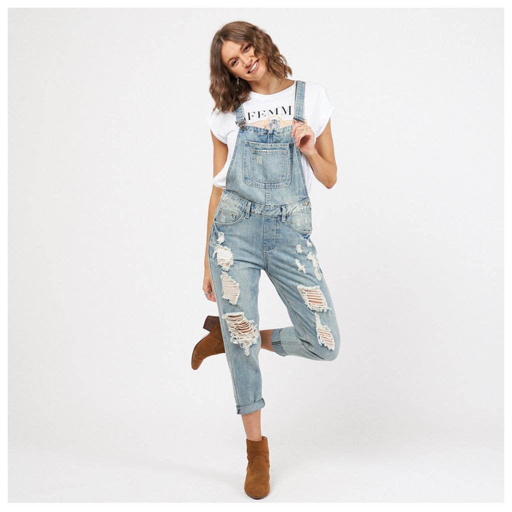 paper heart denim overalls