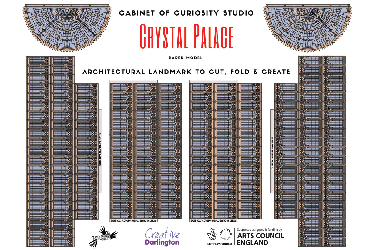 Paper template of the Crystal Palace that can be made into a model designed by Cabinet of Curiosity Studio