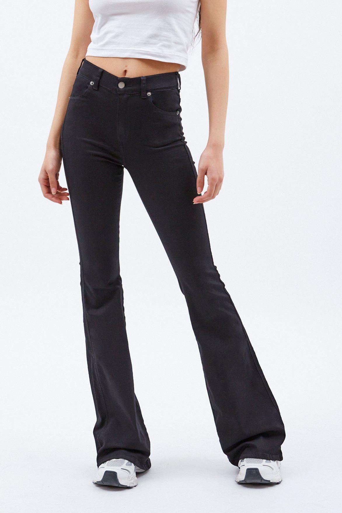 Regular Ladies Bell Bottom Denim Black Jeans, Button at Rs 395