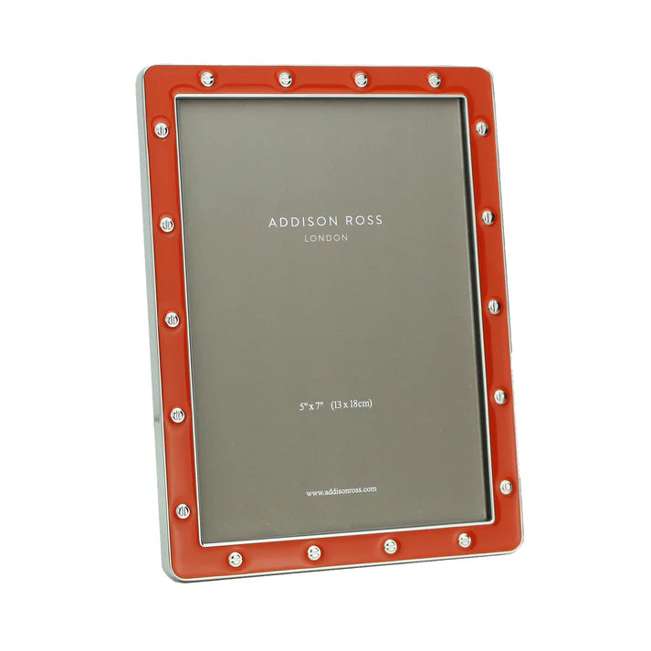 ORANGE ENAMEL & SILVER LOCKET FRAME 5X7
