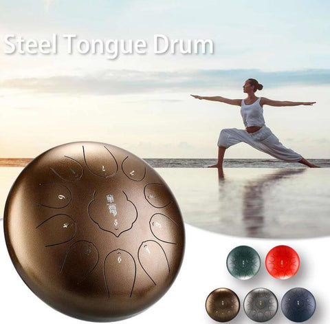 HLURU® Huashu Alloy Steel Tongue Drum Hangpan Drum 12 Inches 11 Notes C-Key Percussion Instrument,USB C Charger