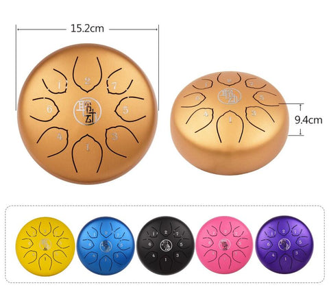 HLURU® Huashu Alloy Steel Tongue Drum Handpan Drum 8 Inch 8-Notes C-Key Percussion Instrument,Colored Contact Lenses
