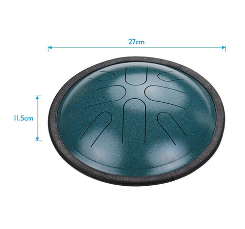 HLURU® Tambour de Langue en Acier au Carbone 10 Pouces 8 Notes Japonais Mode Folk Handpan Tambour Tambour de Voyage, Lentilles de Contact Colorées