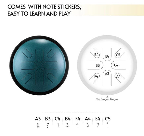 Acheter 6 Notes 3,8 pouces Mini tambour à langue en acier tambour à main tambour  Zen Instrument de Percussion avec
