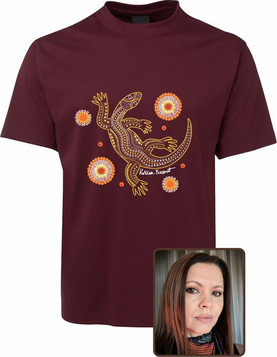 T Shirt ADULT Regular Fit - Kathleen Buzzacott, Sand Goanna Design