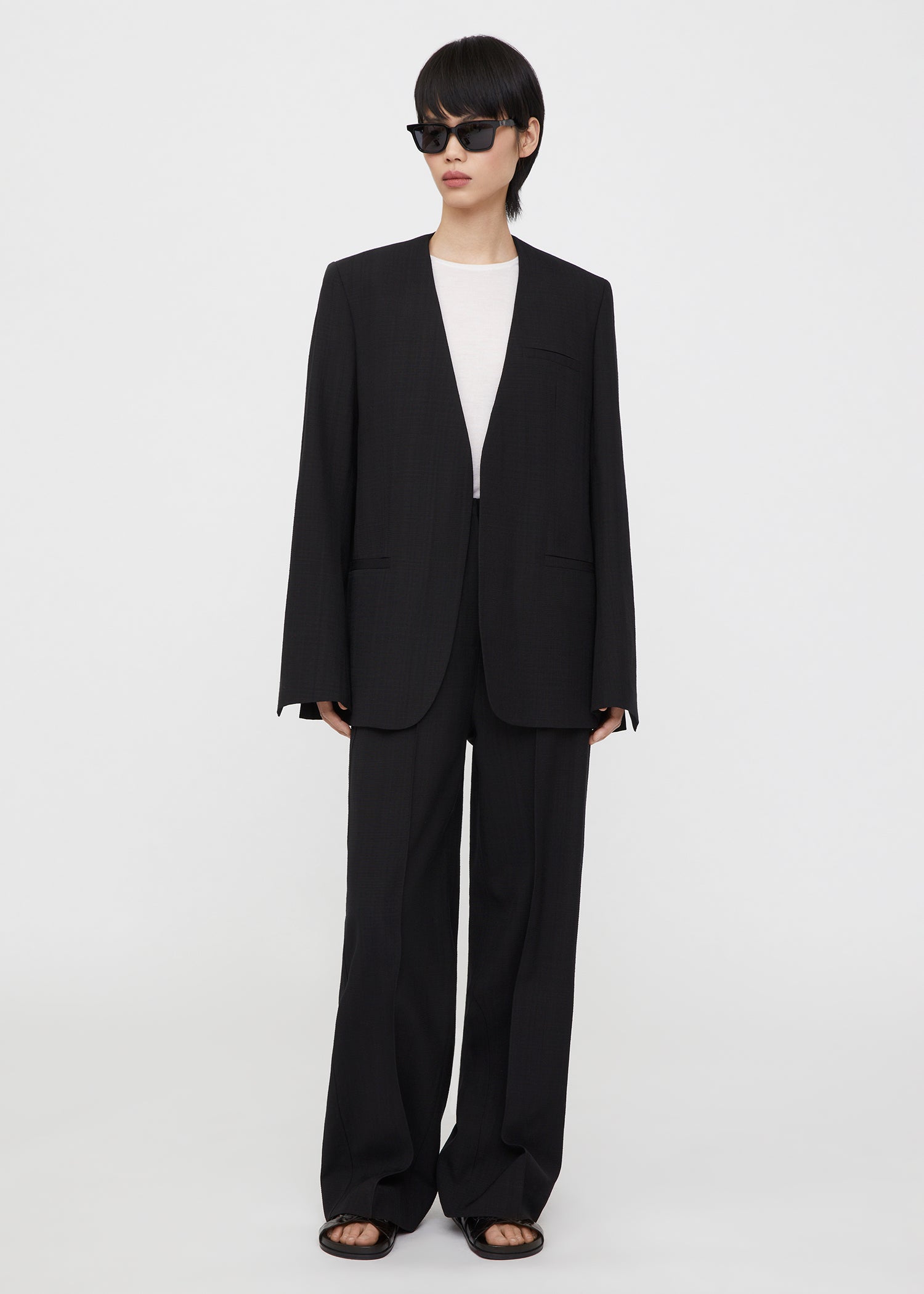 Totême Collarless Suit Blazer Black