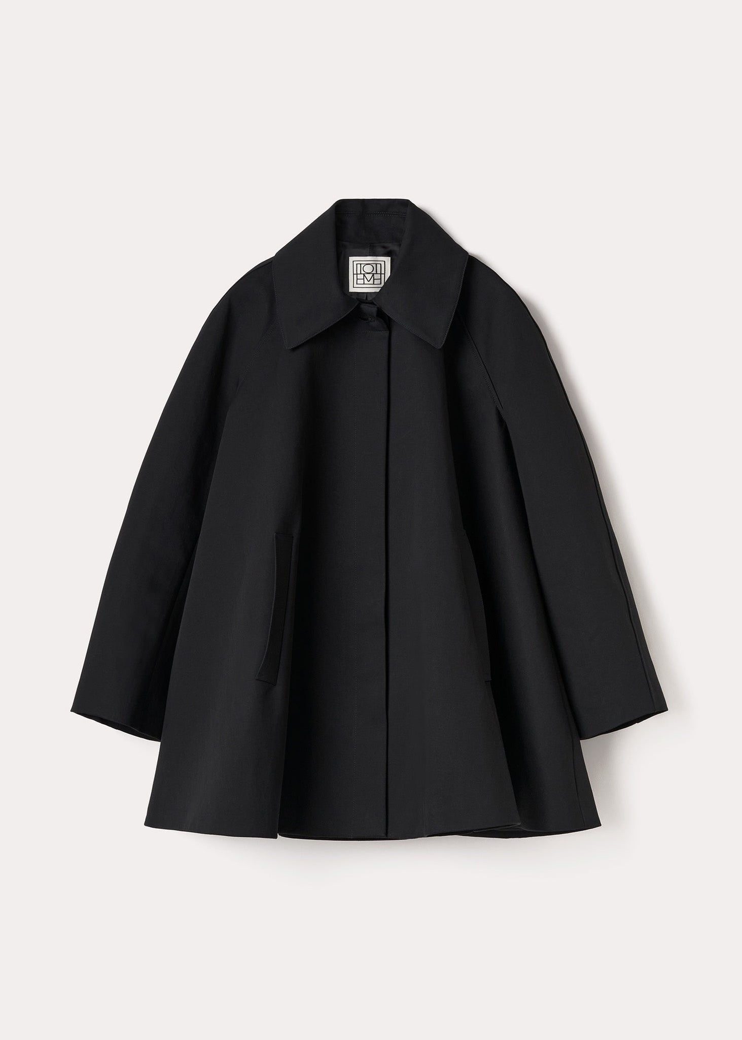 Shearling collar gabardine jacket black – Totême