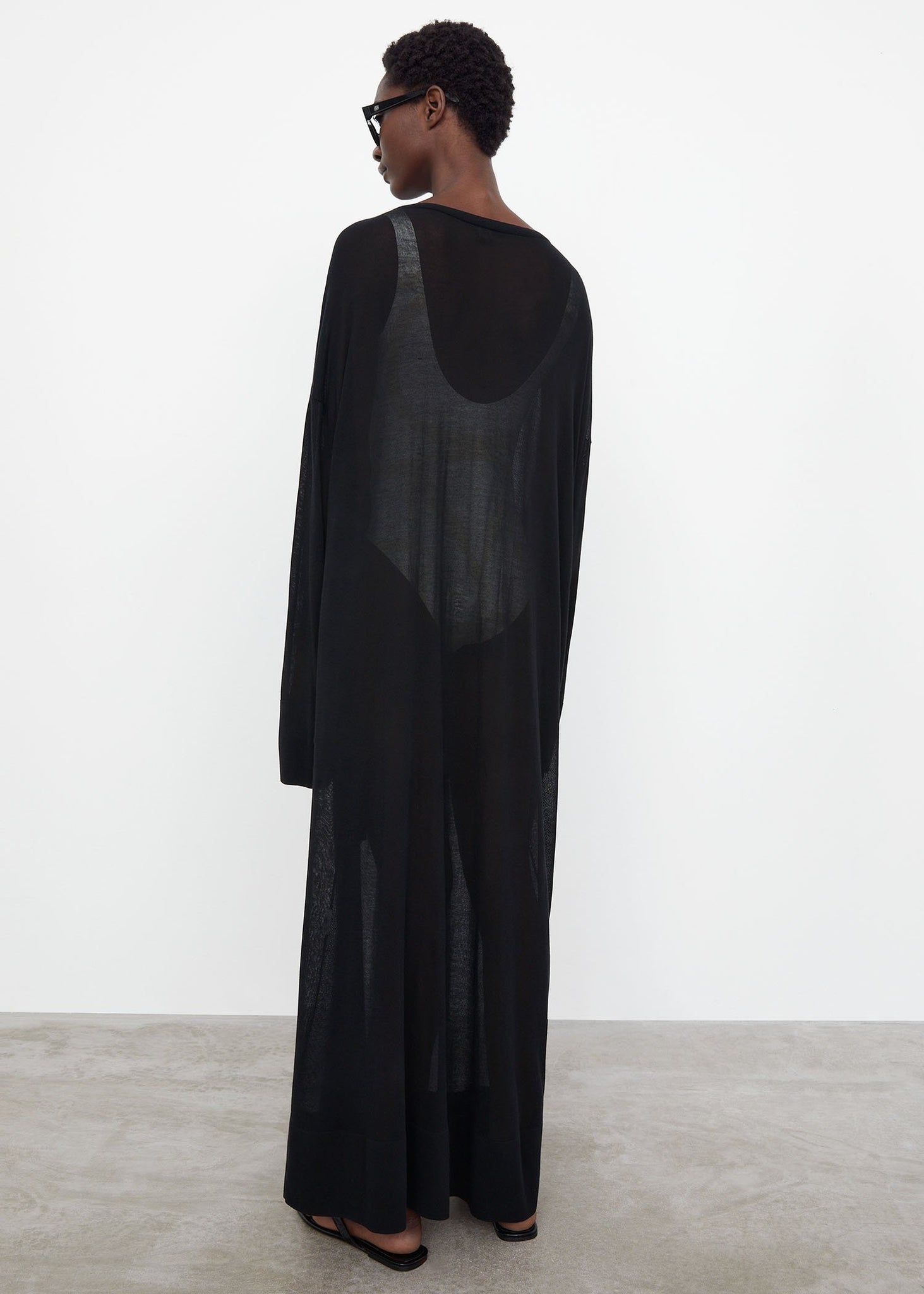 Fine cotton beach dress black – Totême